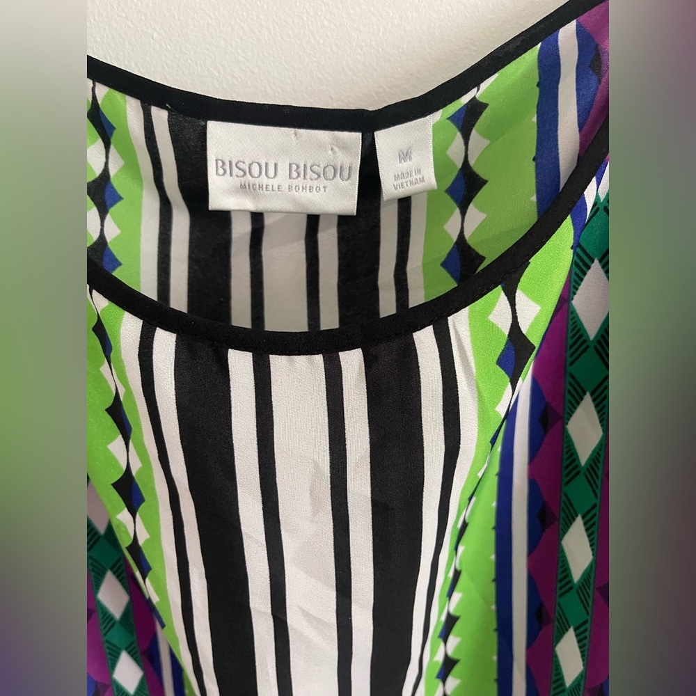 Bisou Bisou Black and White Striped Camisole with Fringe - Picture 2 of 2